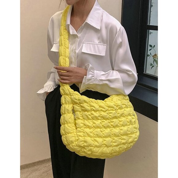 Women Quilted Tote Bag Large Capacity Crossbody Lightweight Puffer Shoulder - Picture 2 of 7